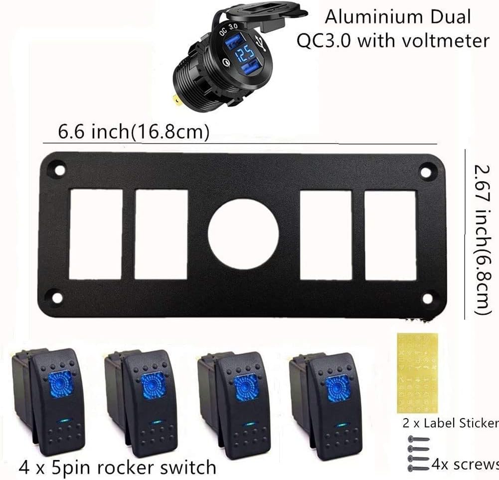 Garfour Switch Panel with Quick Charger Dual USB Charger Voltmeter ...